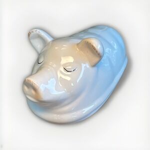 Farmyard Collection Pig White Ceramic Covered Butter Dish Farmhouse Country Gma